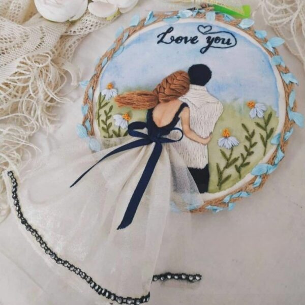 White Dress Eternal Love Loop Embroidery Gift
