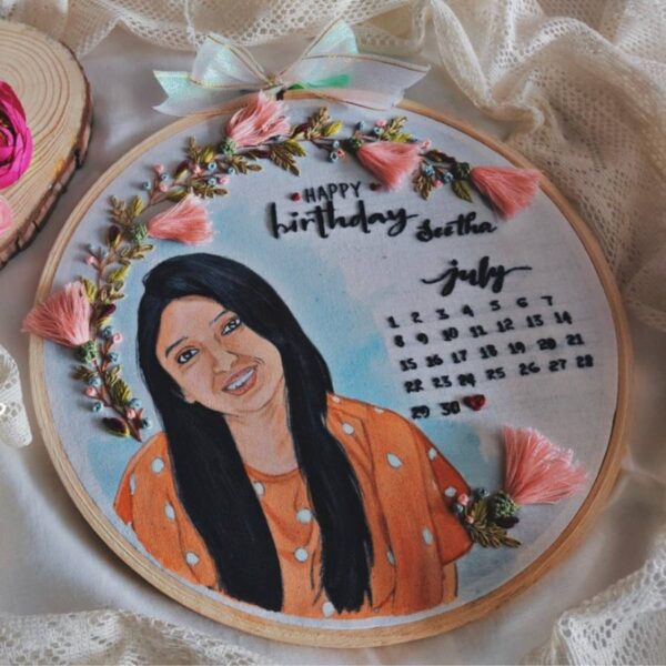 Single Handmade Portrait With Calander
