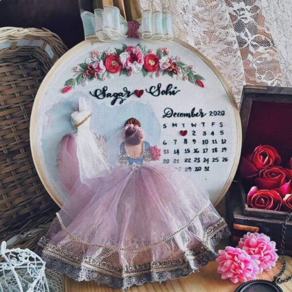 Blush Pink Dress Back-Facing Wedding Embroidery Handmade Gift