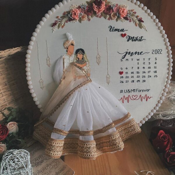 Cloud White Front-Facing Wedding Embroidery Handmade Gift