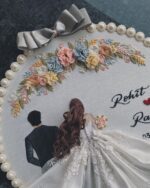 White Dress Back-Facing Wedding Embroidery Handmade Gift